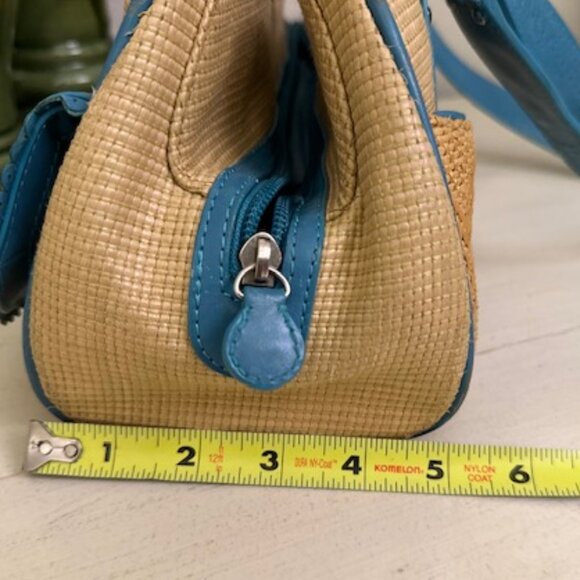 Cole Haan "Megan Straw" Shoulder/Satchel Bag with Leather Trim-VGUC - Picture 10 of 15